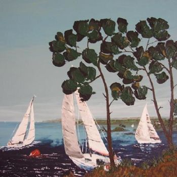 Painting titled ""Voiles blanches en…" by Flasi, Original Artwork