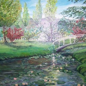 Peinture intitulée ""Jardin de Giverny…" par Flasi, Œuvre d'art originale