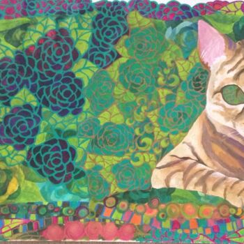 Peinture intitulée "O gato" par Flavia Pv Senna, Œuvre d'art originale, Acrylique