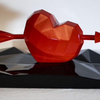 Sculpture titled "Red Love" by Flavien Mandon, Original Artwork, Resin