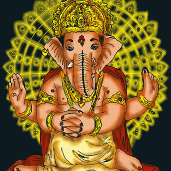 Drawing titled "Ganesha descansando" by Flavio Ferreira Hespanhol, Original Artwork, Digital Painting