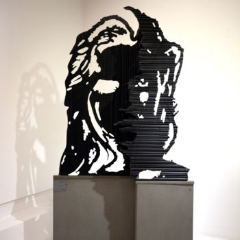 「Dissociazione」というタイトルの彫刻 Flavio Pellegriniによって, オリジナルのアートワーク, ウッド