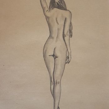 Drawing titled "Femme nue debout, d…" by Flavio Granito, Original Artwork, Graphite