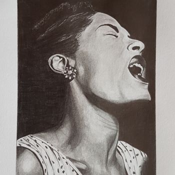 Drawing titled "Billie Holiday" by Flavio Granito, Original Artwork, Graphite