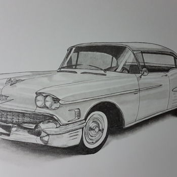 Dessin intitulée "Cadillac Sedan 1958" par Flavio Granito, Œuvre d'art originale, Graphite