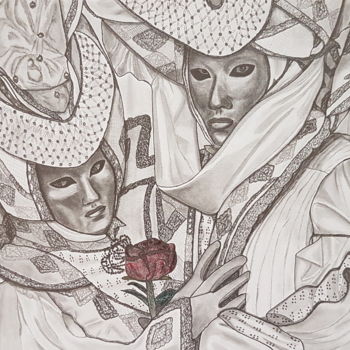 Dessin intitulée "Carnaval à Venise" par Flavio Granito, Œuvre d'art originale, Graphite