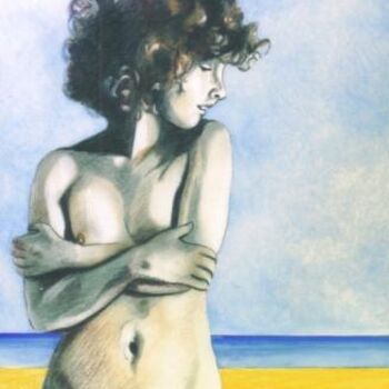 Painting titled "nudo sulla spiaggia" by Flavio Gagliardi, Original Artwork