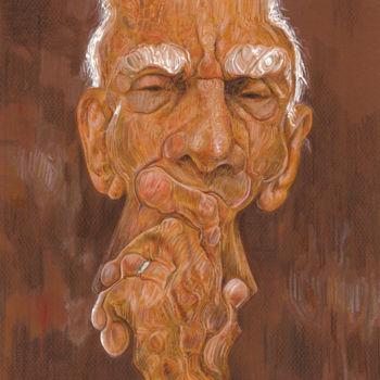 Drawing titled "Caricatura Ariano S…" by Flávio Miranda, Original Artwork, Chalk