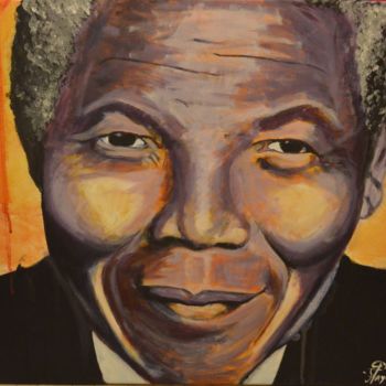 Painting titled "Mandela" by Flaya, Original Artwork, Acrylic