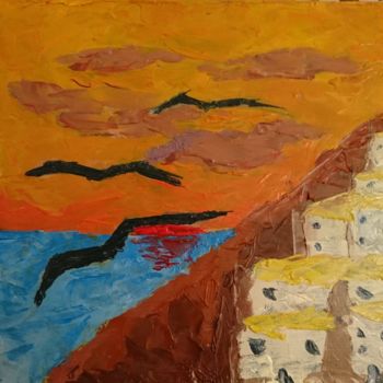 Painting titled "Tramonto" by Fla Yer, Original Artwork, Oil
