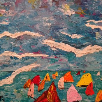 Pittura intitolato "Regata colorata" da Fla Yer, Opera d'arte originale, Acrilico
