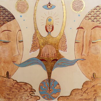 Painting titled "Raie Mantra" by Fleur Claireux, Original Artwork, Acrylic Mounted on Wood Panel