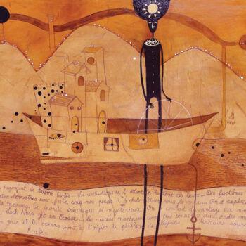 Painting titled "Le Bateau Fantôme" by Fleur Claireux, Original Artwork, Acrylic Mounted on Wood Panel