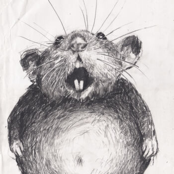 图画 标题为“Fat Rat” 由Fleur Elise Noble, 原创艺术品, 铅笔