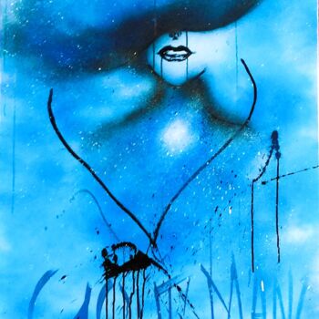 Painting titled "Wallart color blue" by Fleur Keil, Original Artwork, Spray paint