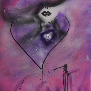Peinture intitulée "Wallart color violet" par Fleur Keil, Œuvre d'art originale, Bombe aérosol