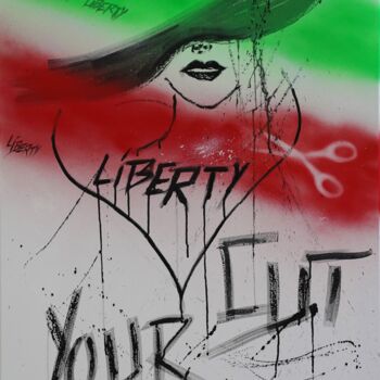 Schilderij getiteld "ACTU IRAN - FREEDOM…" door Fleur Keil, Origineel Kunstwerk, Graffiti