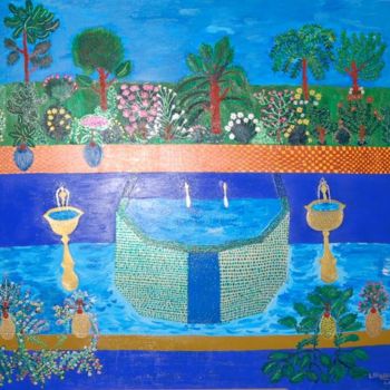 Pittura intitolato "jardins Majorelle" da Laila Diouri, Opera d'arte originale, Olio