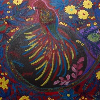 Pittura intitolato "perroquet" da Laila Diouri, Opera d'arte originale, Olio