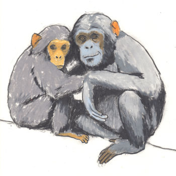 Zeichnungen mit dem Titel "Monkeys" von Fleur Elise Noble, Original-Kunstwerk, Pastell