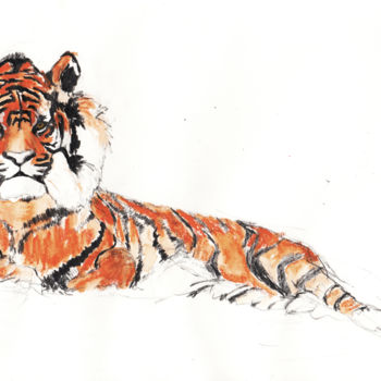 Σχέδιο με τίτλο "Tiger" από Fleur Elise Noble, Αυθεντικά έργα τέχνης, Μολύβι