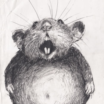 Dessin intitulée "Fat Rat" par Fleur Elise Noble, Œuvre d'art originale, Crayon