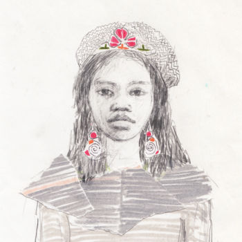 Drawing titled "Girl" by Fleur Elise Noble, Original Artwork, Pencil