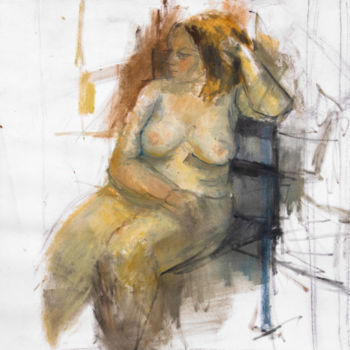Painting titled "Nude" by Fleur Elise Noble, Original Artwork, Oil