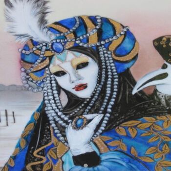 Pittura intitolato "Madame au Carnaval…" da Fleurlise Artiste Peintre Et Sculpteur, Opera d'arte originale, Smalto Montato s…