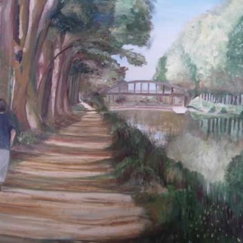 Painting titled "Canal du Midi" by Alain Fleury, Original Artwork