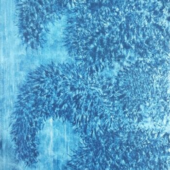 Ζωγραφική με τίτλο "Indigo Blues 10" από Flo.Lysine, Αυθεντικά έργα τέχνης, Χρωστικές ουσίες Τοποθετήθηκε στο Ξύλινο φορείο…