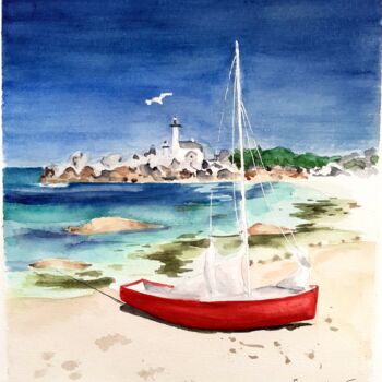 Pintura intitulada "Aquarelle marine -…" por Florence Mignot, Obras de arte originais, Aquarela