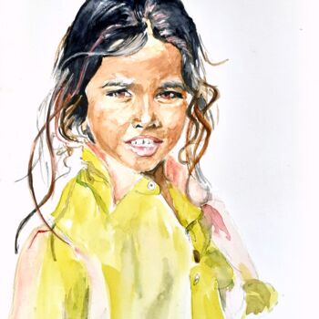 Painting titled "Portrait aquarelle…" by Florence Mignot, Original Artwork, Watercolor