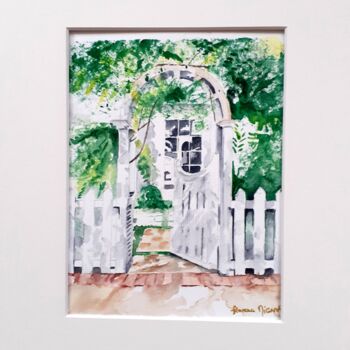 Pintura titulada "Porte du jardin" por Florence Mignot, Obra de arte original, Acuarela