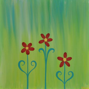 数字艺术 标题为“Spring Flowers” 由Florine, 原创艺术品, 丙烯 安装在纸板上