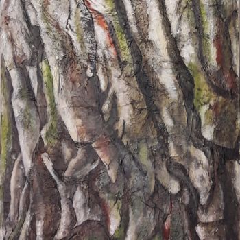 Painting titled "Au pied de l'arbre" by Florence Faure, Original Artwork, Oil