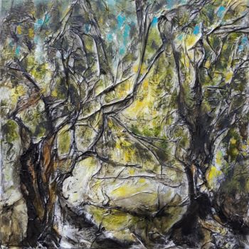 Painting titled "Sous bois" by Florence Faure, Original Artwork, Oil