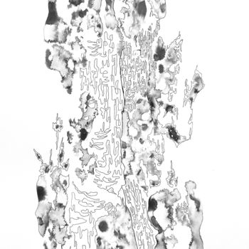 Dessin intitulée "Sillons du bois" par Florence Faure, Œuvre d'art originale, Encre