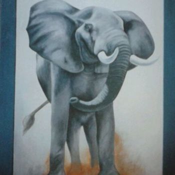 Peinture intitulée "éléphant" par Cyndélie, Œuvre d'art originale, Acrylique