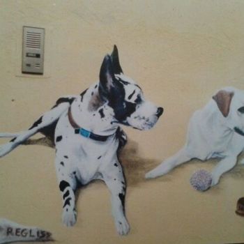 Peinture intitulée "chiens" par Cyndélie, Œuvre d'art originale, Acrylique