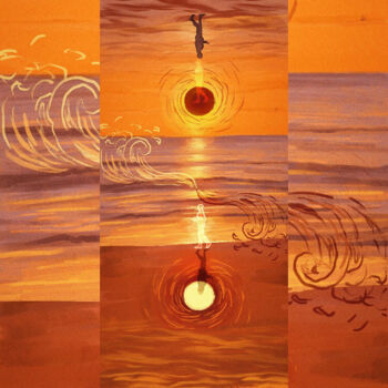 Arts numériques intitulée "Mirroir soleil" par Flora Gasnier, Œuvre d'art originale, Peinture numérique