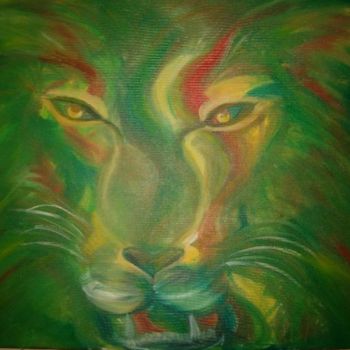 Painting titled "lion" by Flora, Original Artwork, Oil