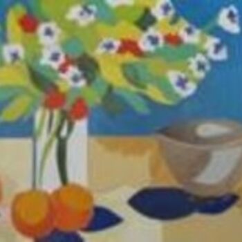 Painting titled "Fruits and flowers 4" by Florbela Moreira, Original Artwork, Oil