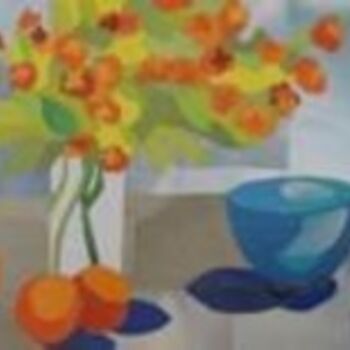 Painting titled "Fruits and flowers 5" by Florbela Moreira, Original Artwork, Oil