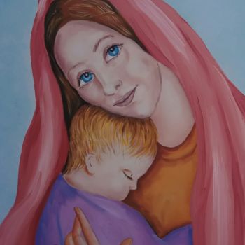 Pintura titulada "Amor de Mãe.jpg" por Florbela Fidalgo, Obra de arte original, Oleo