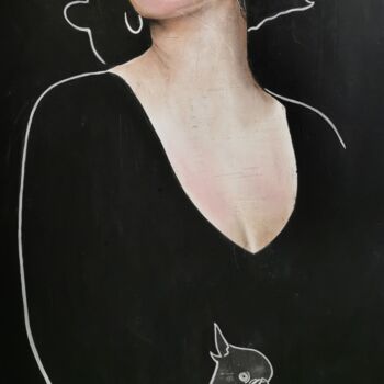 Peinture intitulée "La Perruche" par Flore Betty, Œuvre d'art originale, Acrylique