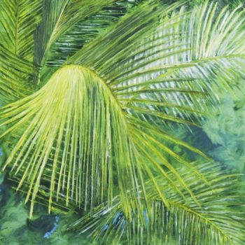 Peinture intitulée "2007-70x70-les-palm…" par Florence Dunet-Paquet, Œuvre d'art originale, Huile