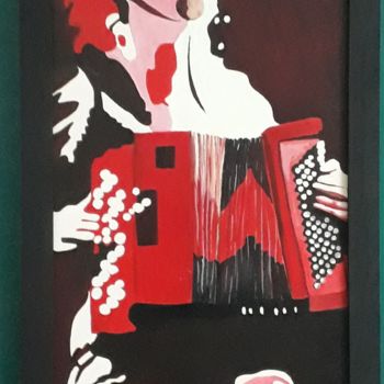 Painting titled "Femme et accordéon" by Florence Bichard (Flo), Original Artwork, Acrylic