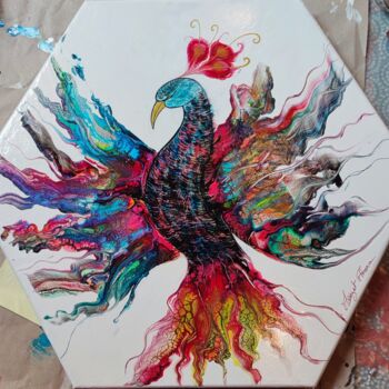 Peinture intitulée "phoenix" par Florence Assezat, Œuvre d'art originale, Acrylique Monté sur Châssis en bois