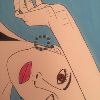 Drawing titled "FEMME 111" by Florence Aubry, Original Artwork, Acrylic